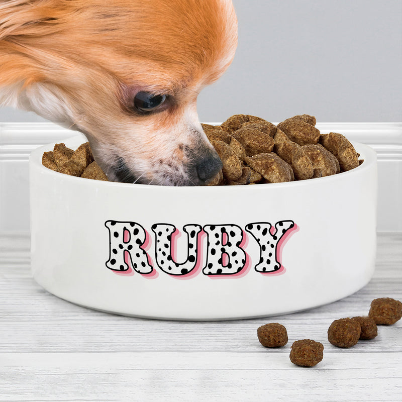 Personalised Pink Spots 14cm Medium Pet Bowl Pet Gifts Everything Personal