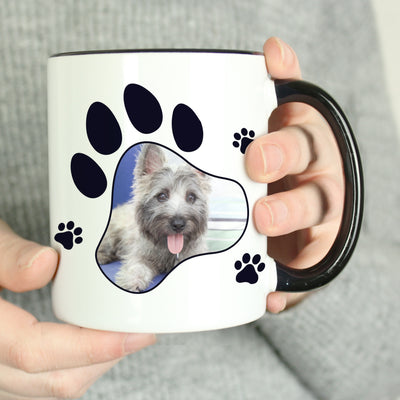 Personalised Paw Print Pet Photo Upload Black Handled Mug Photo Upload Products Everything Personal