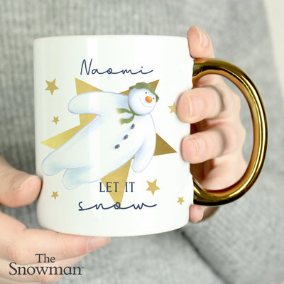 Personalised The Snowman Let it Snow Gold Handed Mug Mugs Everything Personal