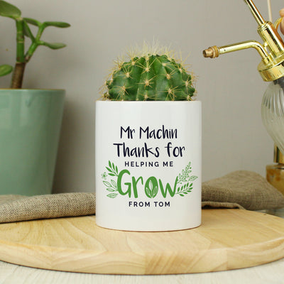 Personalised Thanks For Helping Me Grow Ceramic Storage Pot Storage Everything Personal