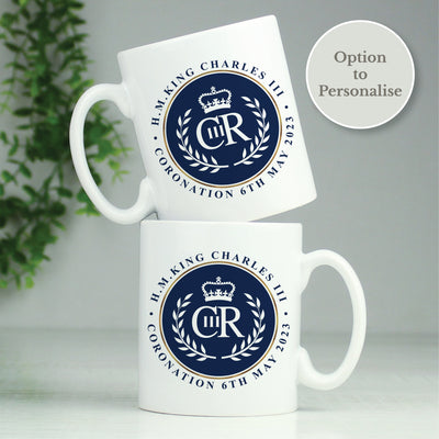 Personalised King Charles III Blue Crest Coronation Commemorative Mug Mugs Everything Personal