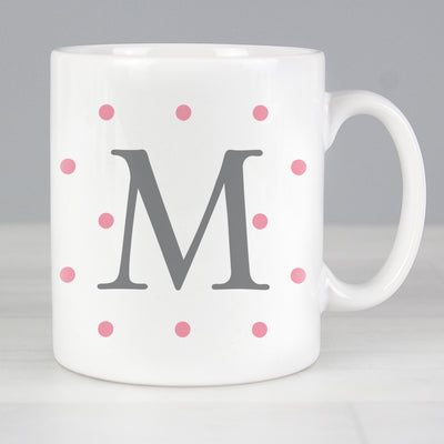 Personalised Monogram Pink Spot Mug Mugs Everything Personal
