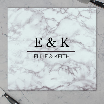 Personalised Marble Effect Glass Chopping Board/Worktop Saver Kitchen, Baking & Dining Gifts Everything Personal