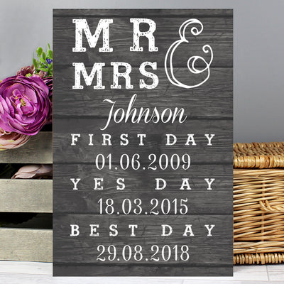 Personalised Mr & Mrs First Day Yes Day & Best Day Metal Sign Hanging Decorations & Signs Everything Personal