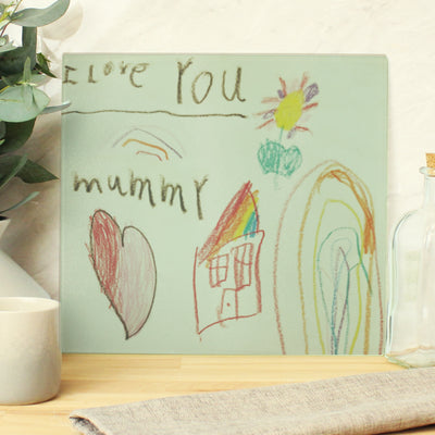 Personalised Childrens Drawing Photo Upload Glass Chopping Board/Worktop Saver Kitchen, Baking & Dining Gifts Everything Personal