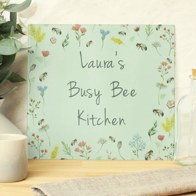 Personalised Busy Bee Glass Chopping Board/Worktop Saver Kitchen, Baking & Dining Gifts Everything Personal