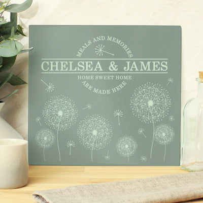 Personalised Dandelion Glass Chopping Board/Worktop Saver Kitchen, Baking & Dining Gifts Everything Personal