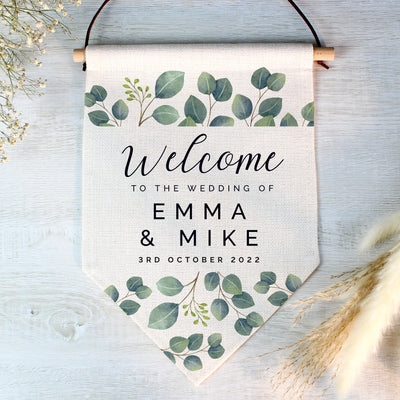 Personalised Botanical Wedding Hanging Banner Hanging Decorations & Signs Everything Personal