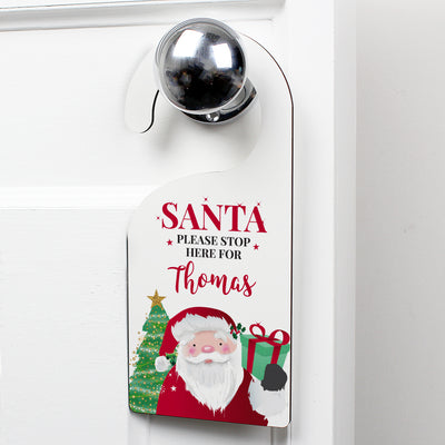 Personalised Santa Stop Here Door Hanger Christmas Decorations Everything Personal