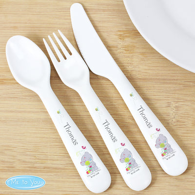 Personalised Tiny Tatty Teddy Cuddle Bug 3 Piece Plastic Cutlery Set Mealtime Essentials Everything Personal