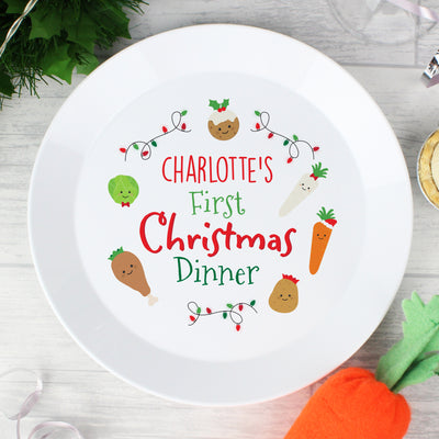 Personalised 'First Christmas Dinner' Plastic Plate Mealtime Essentials Everything Personal