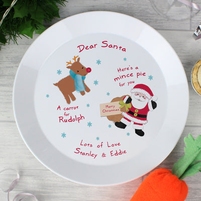 Personalised Santa and Rudolph Christmas Eve Mince Pie Plastic Plate Christmas Decorations Everything Personal