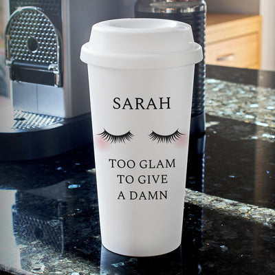 Personalised Eyelashes Insulated Reusable Eco Travel Cup Mugs Everything Personal