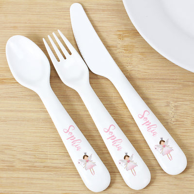 Personalised Fairy Princess 3 Piece Plastic Cutlery Set Mealtime Essentials Everything Personal