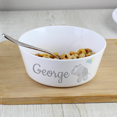 Personalised Hessian Elephant Plastic Bowl Mealtime Essentials Everything Personal