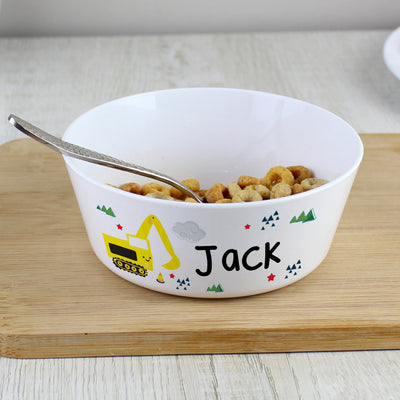Personalised Digger Plastic Bowl Mealtime Essentials Everything Personal