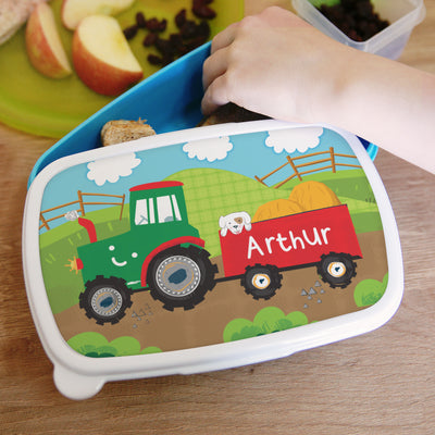 Personalised Tractors Blue Lunch Box Textiles Everything Personal