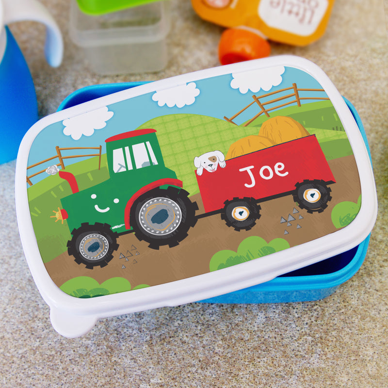 Personalised Tractors Blue Lunch Box Textiles Everything Personal