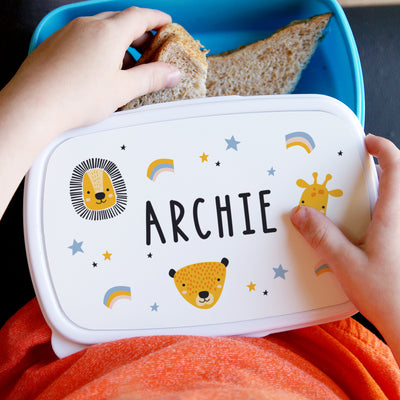 Personalised Zoo Blue Lunch Box Textiles Everything Personal