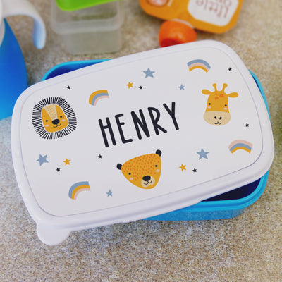 Personalised Zoo Blue Lunch Box Textiles Everything Personal