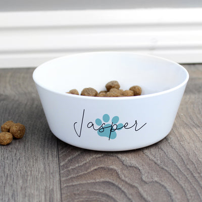 Personalised Blue Pawprint Plastic Cat Bowl Pet Gifts Everything Personal