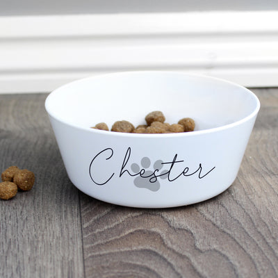 Personalised Grey Pawprint Plastic Cat Bowl Pet Gifts Everything Personal
