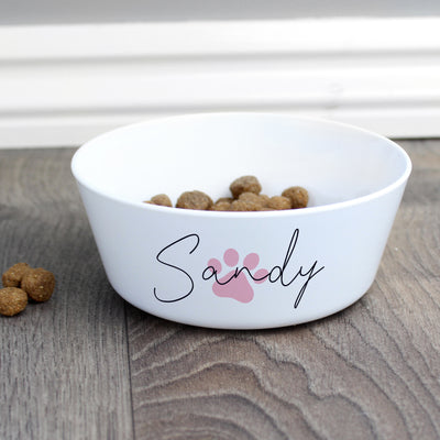 Personalised Pink Pawprint Plastic Cat Bowl Pet Gifts Everything Personal