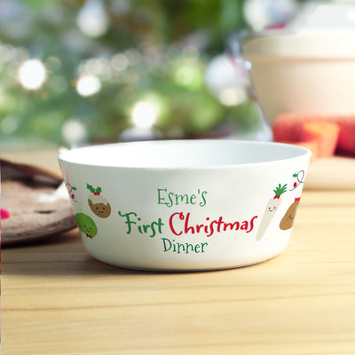 Personalised 1st Christmas Dinner Plastic Bowl Mealtime Essentials Everything Personal