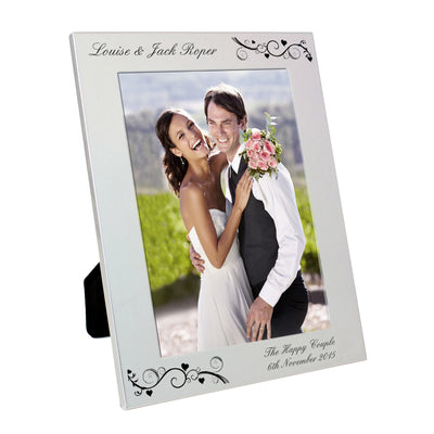 Personalised Silver 5x7 Black Swirl Photo Frame Photo Frames, Albums and Guestbooks Everything Personal