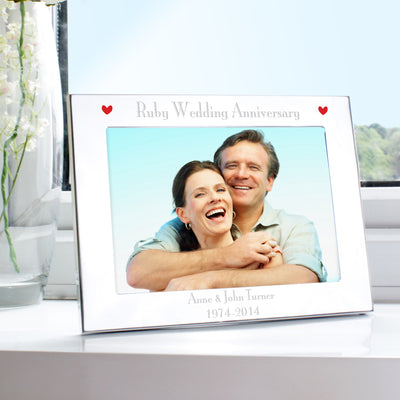 Personalised Silver 5x7 Ruby Anniversary Landscape Photo Frame Photo Frames, Albums and Guestbooks Everything Personal