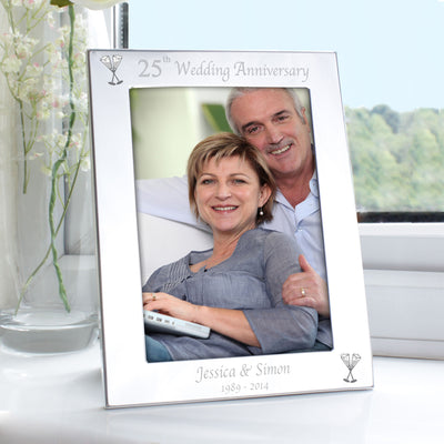 Personalised Silver 5x7 25th Wedding Anniversary Photo Frame Photo Frames, Albums and Guestbooks Everything Personal