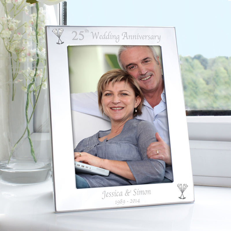 Personalised Silver 5x7 25th Wedding Anniversary Photo Frame Photo Frames, Albums and Guestbooks Everything Personal