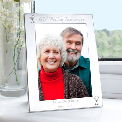 Personalised Silver 5x7 60th Wedding Anniversary Photo Frame Photo Frames, Albums and Guestbooks Everything Personal