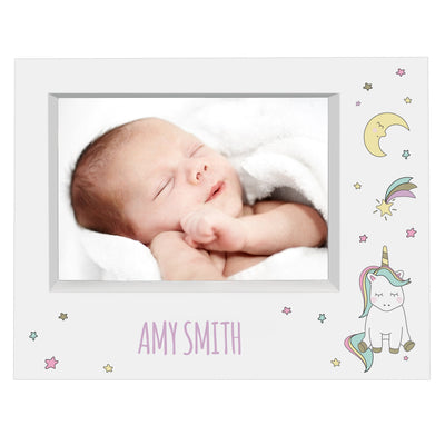 Personalised Baby Unicorn 7x5 Landscape Box Photo Frame Photo Frames, Albums and Guestbooks Everything Personal