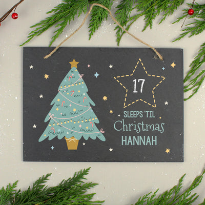 Personalised Christmas Chalk Countdown Hanging Large Slate Sign Slate Everything Personal