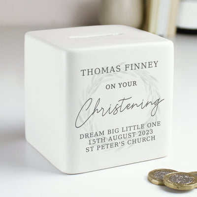 Personalised Christening Ceramic Square Money Box Money Boxes Everything Personal