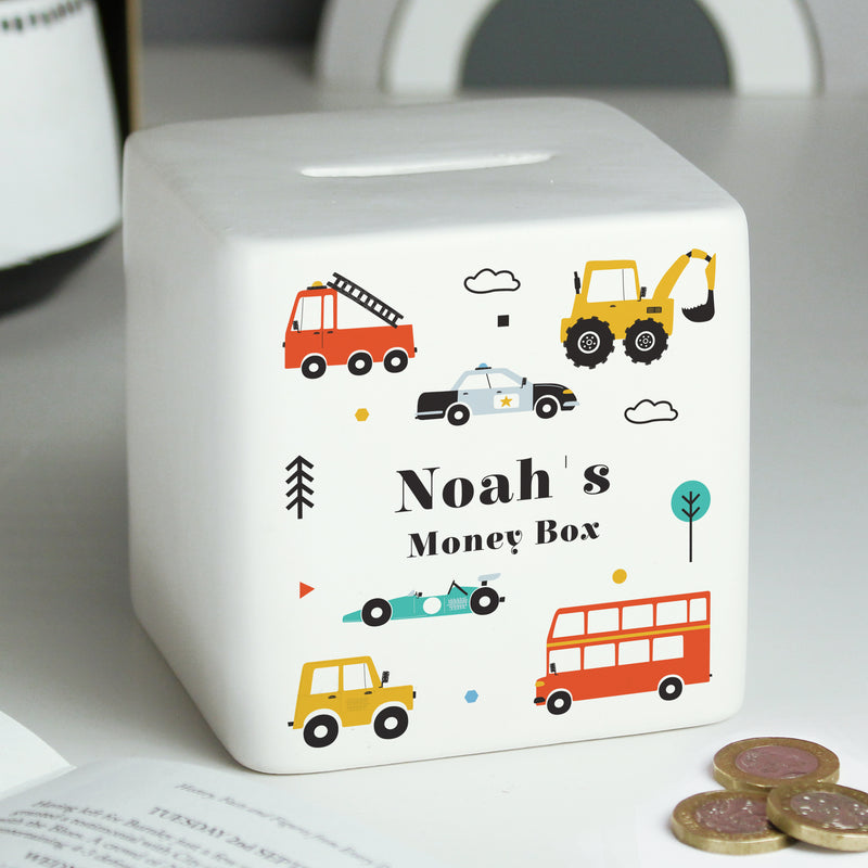 Personalised Vehicles Ceramic Square Money Box Money Boxes Everything Personal