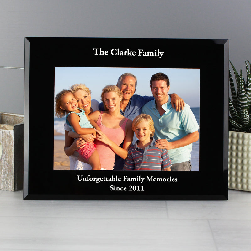 Personalised 7x5 Landscape Black Glass Photo Frame Photo Frames, Albums and Guestbooks Everything Personal