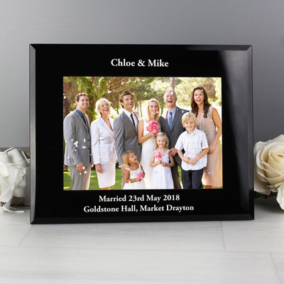 Personalised 7x5 Landscape Black Glass Photo Frame Photo Frames, Albums and Guestbooks Everything Personal
