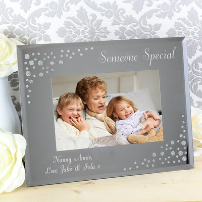 Personalised 6x4 Landscape Diamante Glass Photo Frame Photo Frames, Albums and Guestbooks Everything Personal