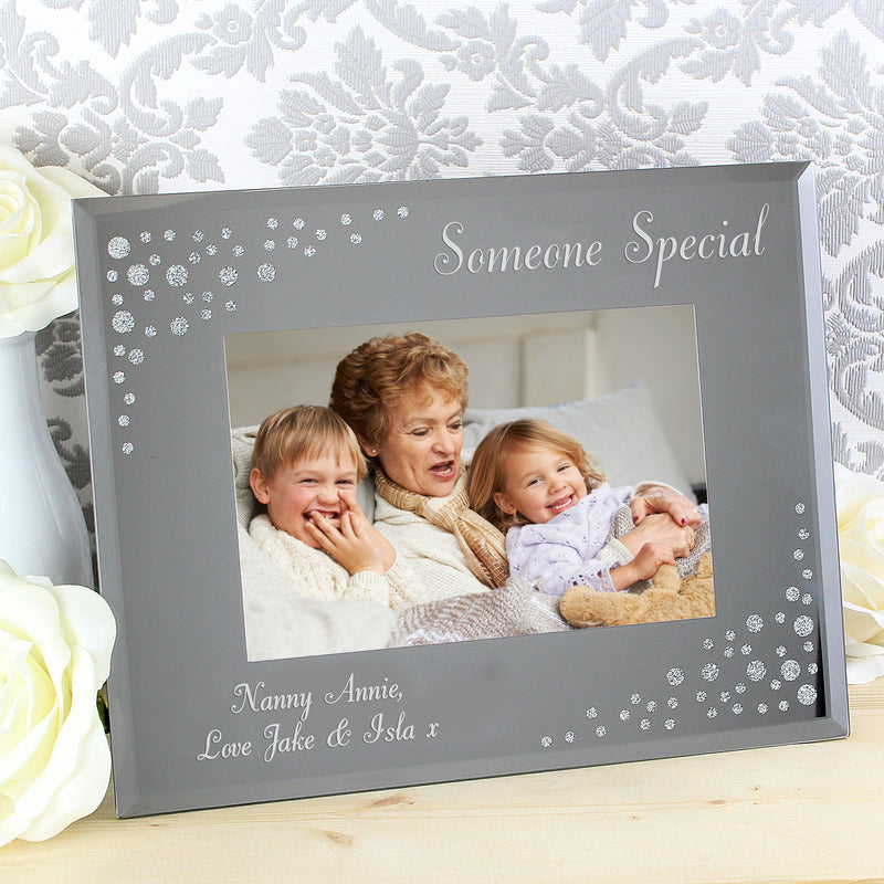 Personalised 6x4 Landscape Diamante Glass Photo Frame Photo Frames, Albums and Guestbooks Everything Personal