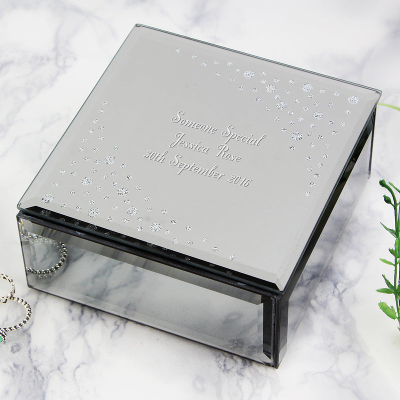 Personalised Diamante Glass Trinket Box Trinket, Jewellery & Keepsake Boxes Everything Personal