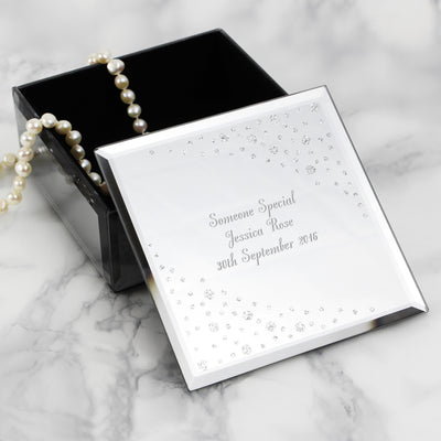 Personalised Diamante Glass Trinket Box Trinket, Jewellery & Keepsake Boxes Everything Personal