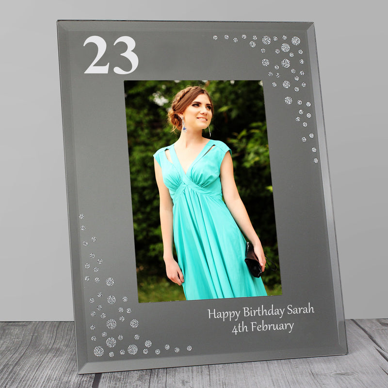 Personalised Big Age 4x6 Diamante Glass Photo Frame Photo Frames, Albums and Guestbooks Everything Personal