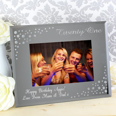 Personalised Twenty One Diamante 6x4 Glass Photo Frame Photo Frames, Albums and Guestbooks Everything Personal