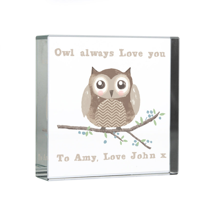 Personalised Woodland Owl Large Crystal Token Ornaments Everything Personal