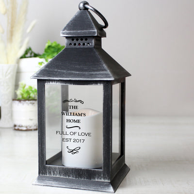 Personalised Antique Scroll Rustic Black Lantern LED Lights, Candles & Decorations Everything Personal