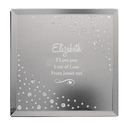 Personalised Swirls & Hearts Diamante Glass Trinket Box Trinket, Jewellery & Keepsake Boxes Everything Personal
