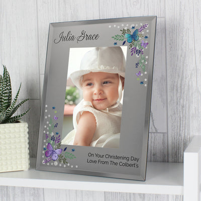 Personalised Butterfly 4x6 Diamante Glass Photo Frame Photo Frames, Albums and Guestbooks Everything Personal