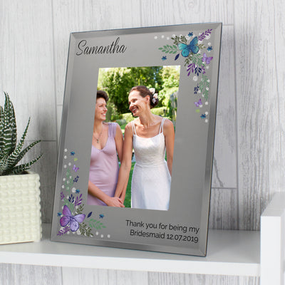 Personalised Butterfly 4x6 Diamante Glass Photo Frame Photo Frames, Albums and Guestbooks Everything Personal